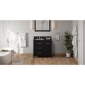 Jeffrey Alexander 36In. Black Katara Vanity, Left Offset, Black Granite Vanity Top, Undermount Rectangle Bowl VKITKAT36BKBGR